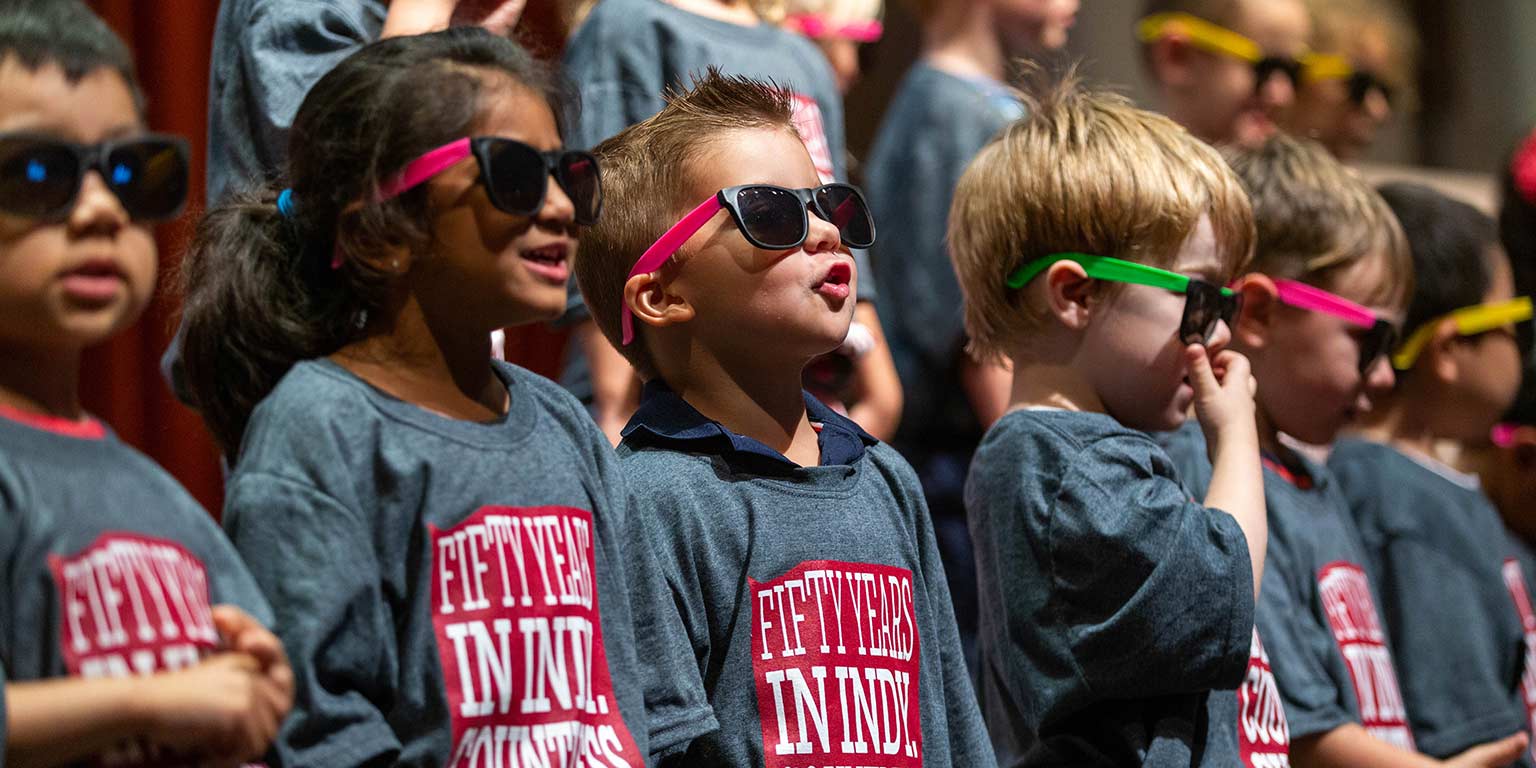 Students from IUPUI's Center for Young Children sing to open the Jaguar Spirit Fest.